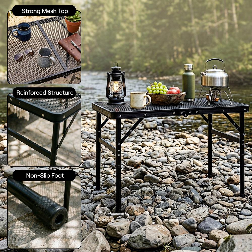 Serenelife Camping Outdoor Campingtisch SLCMPTBL2BL schwarz 61cm