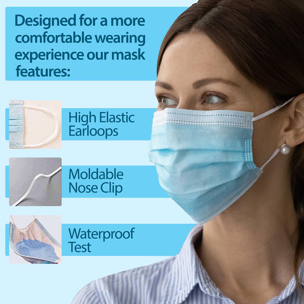Serenelife Health Masken Einweg Blau 1000 Stück 3-lagig