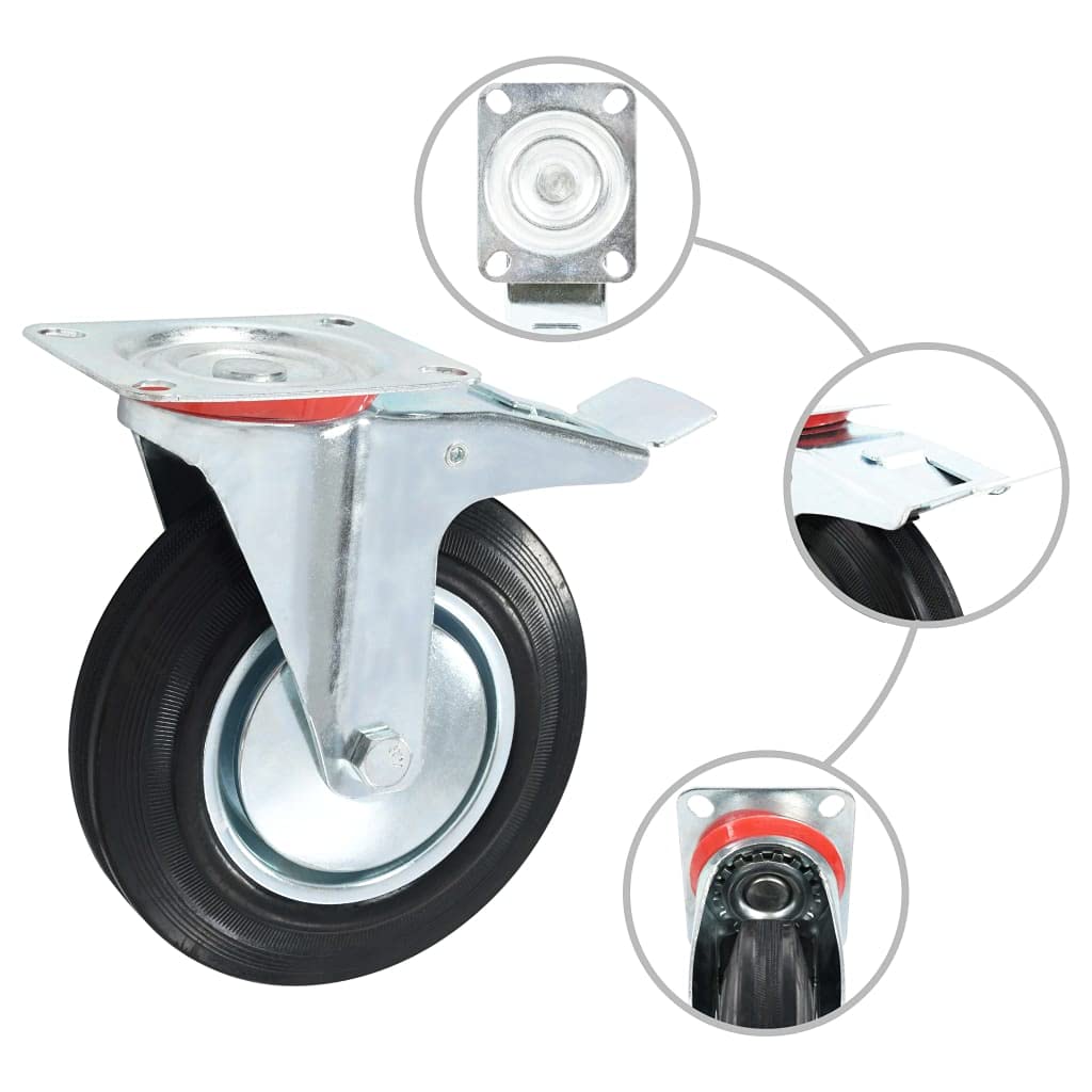vidaXL Lenkrollen 4 Stk. 200 mm Gummi Möbelrollen Set