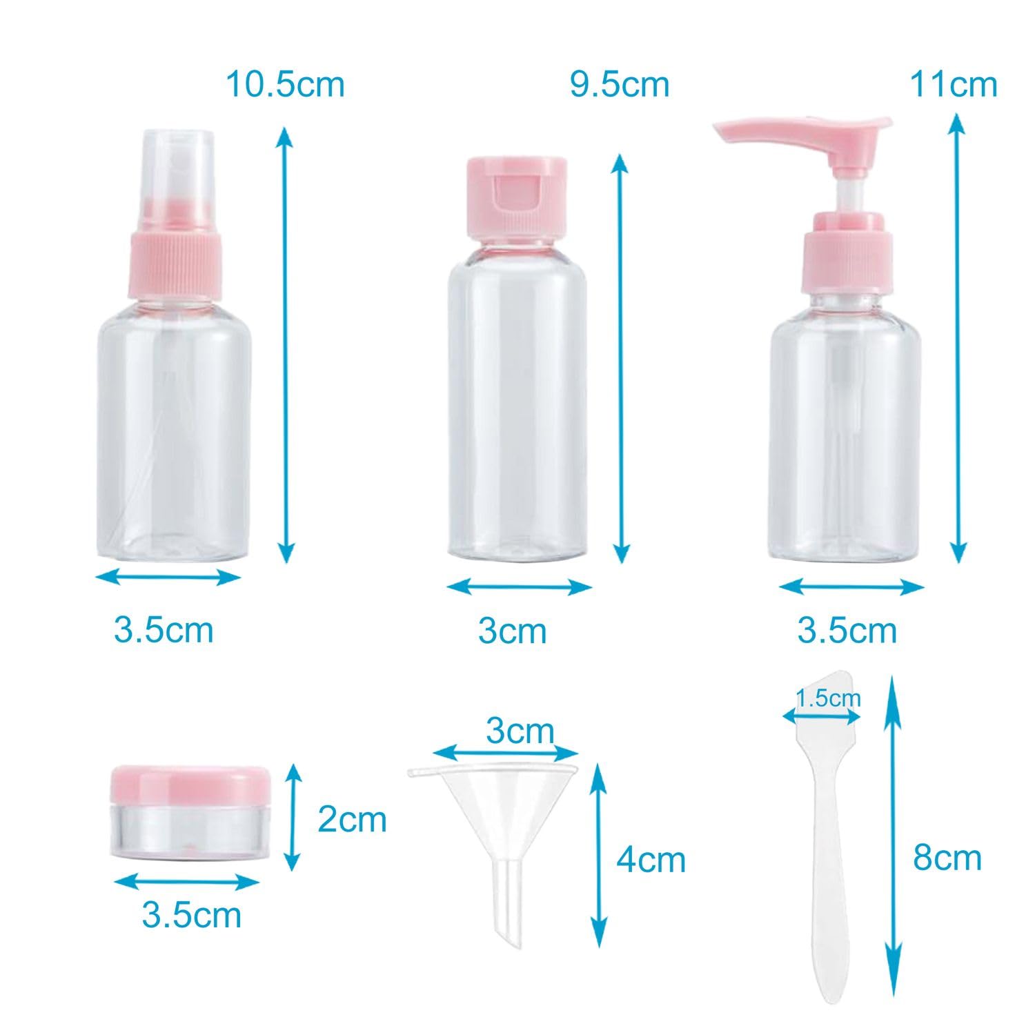 Intirilife Reiseset Reisetasche Grau Rosa mit Flaschen