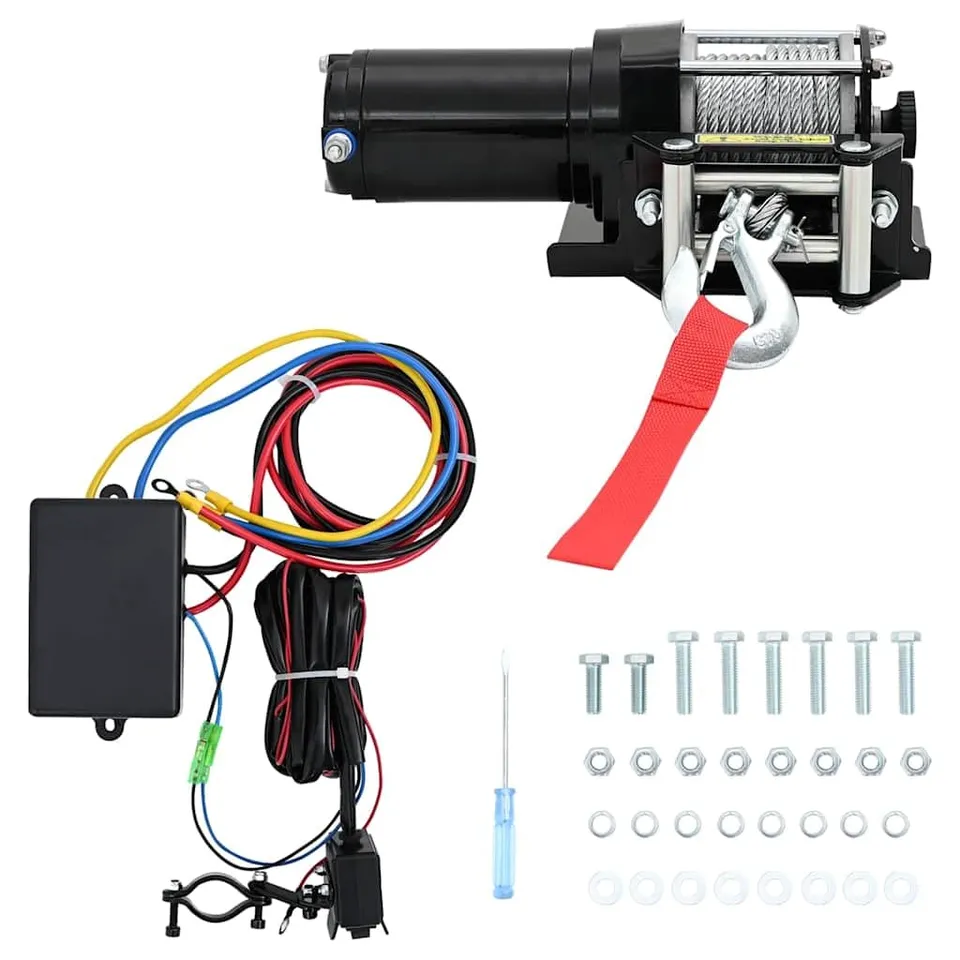 vidaXL Seilwinde 12V 1360 kg mit Montageplatte