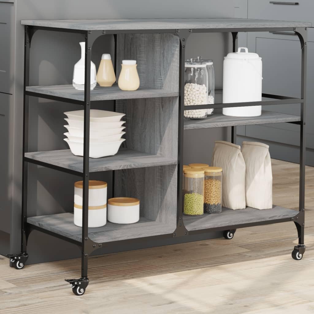 vidaXL Möbel Küchenwagen Grau Sonoma 100x45x89,5 Holz