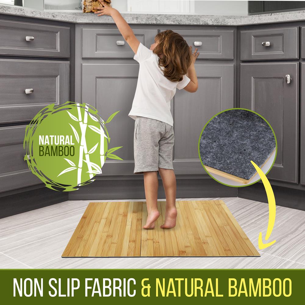 Serenelife Bathroom Bambus Badematte Natur 60x40 cm rutschfest
