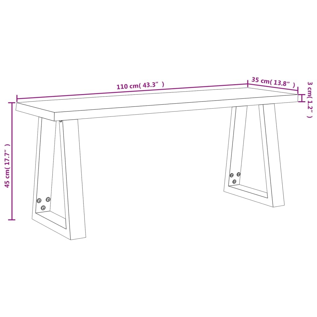 vidaXL Bank Baumkante 110 cm Sitzbank Akazie Massivholz