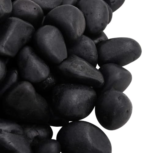 vidaXL Tierbedarf Polierte Kiesel Schwarz 25 kg 2-5 cm