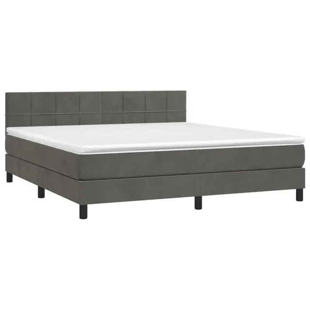 vidaXL Boxspringbett 160x200 Bett Dunkelgrau Samt LED