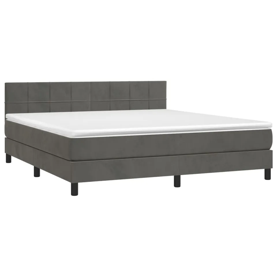 vidaXL Boxspringbett 160x200 Bett Dunkelgrau Samt LED