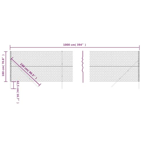 vidaXL Heim & Garten Maschendrahtzaun Drahtzaun Anthrazit PVC