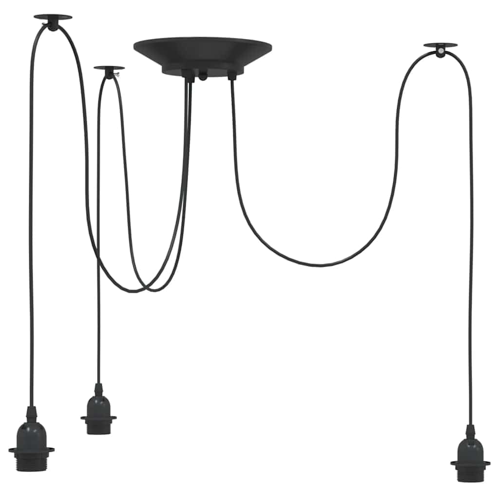 vidaXL Pendelleuchte 3-flammig E27 Schwarz Metall Vintage