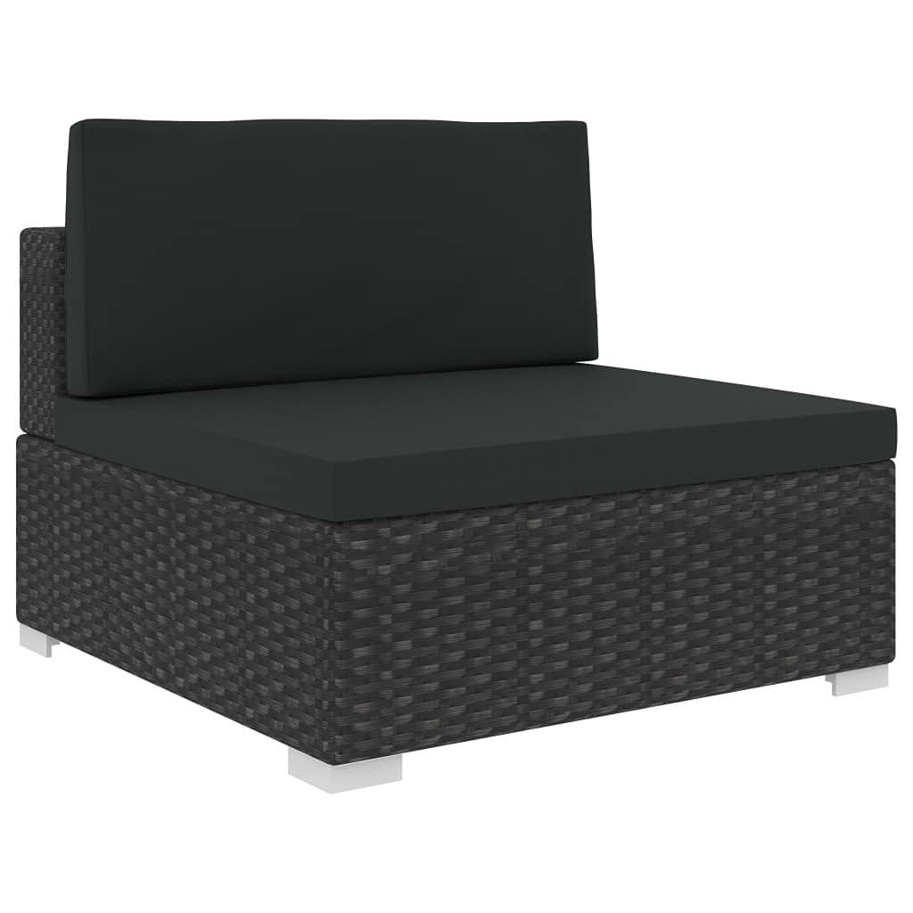 vidaXL Heim & Garten Gartenmöbel 6-TLG. Rattan Schwarz Auflagen