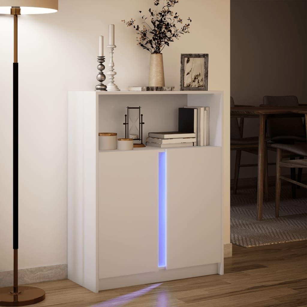vidaXL LED-Sideboard Weiß 77x34x100 cm Holzwerkstoff RGB