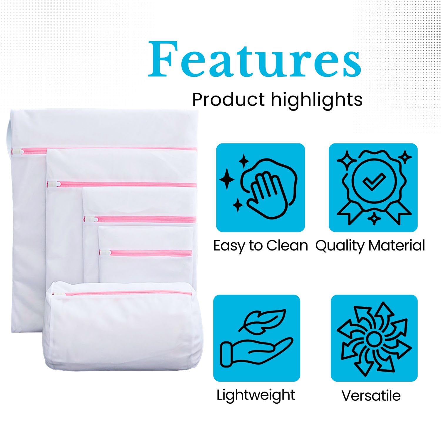 Intirilife Wäschenetze 6er Set weiß Polyester mit Reißverschluss