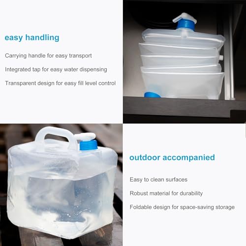 Intirilife Wasserkanister faltbar 10 L 4er Set mit Hahn