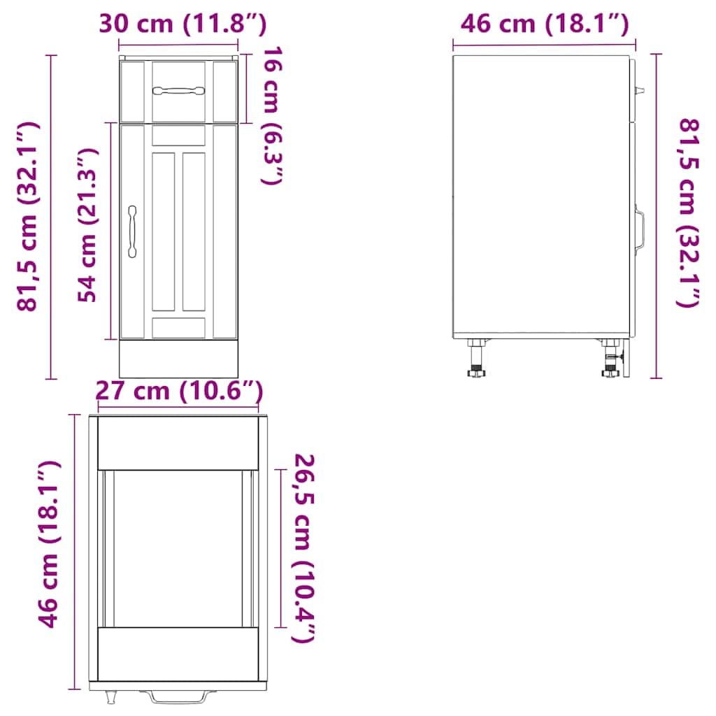 vidaXL Lucca Küchen-Unterschrank Braune Eiche 40x46x81,5 cm Holz