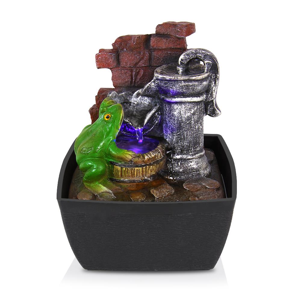 Serenelife Furniture Tischbrunnen LED mit Pumpe 17x13x12cm
