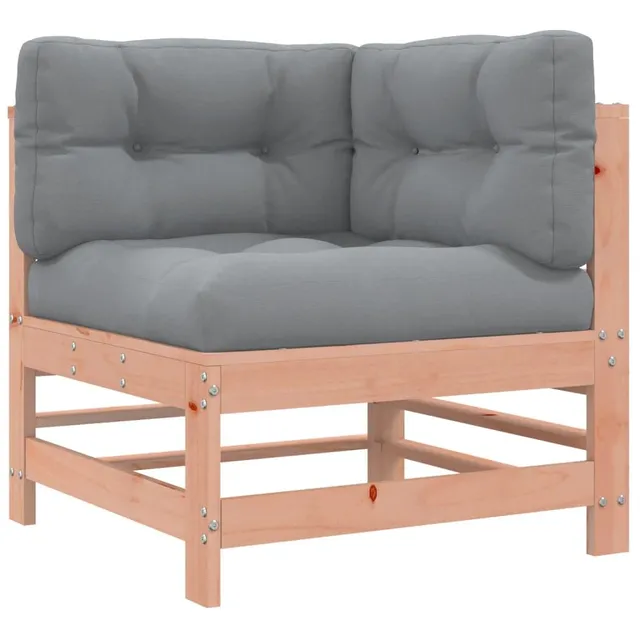 vidaXL Möbel Ecksofa Douglasie Gartensofa Natur mit Kissen