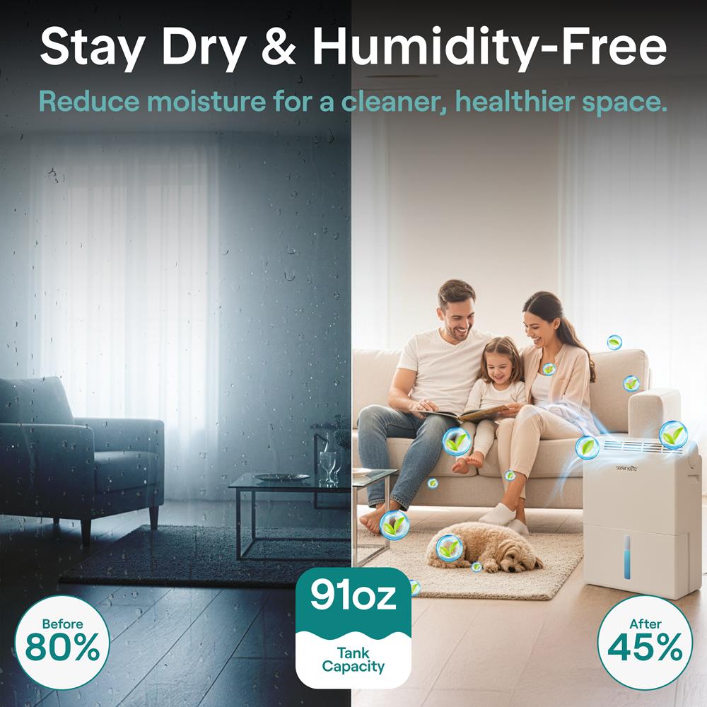 Serenelife DeHumidifiers Luftentfeuchter 2-in-1 weiß