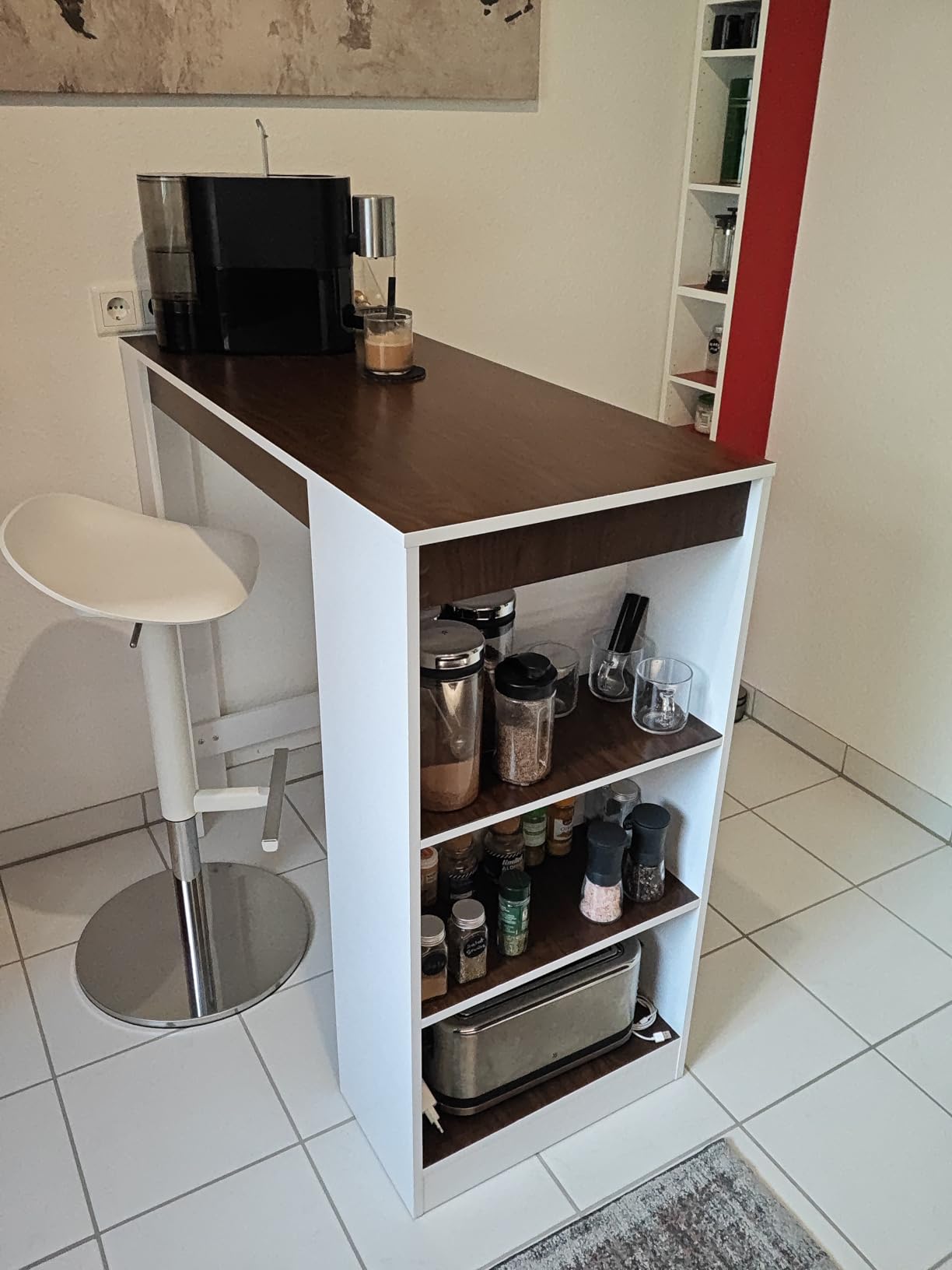 vidaXL Möbel Bartisch Weiß 110x50x103 cm mit Regal kaufen