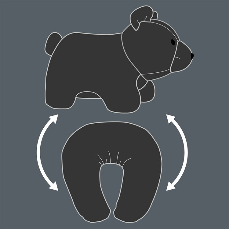 Kikkerland Black Bear Zip Flip Reisekissen Bär Mikroperlen