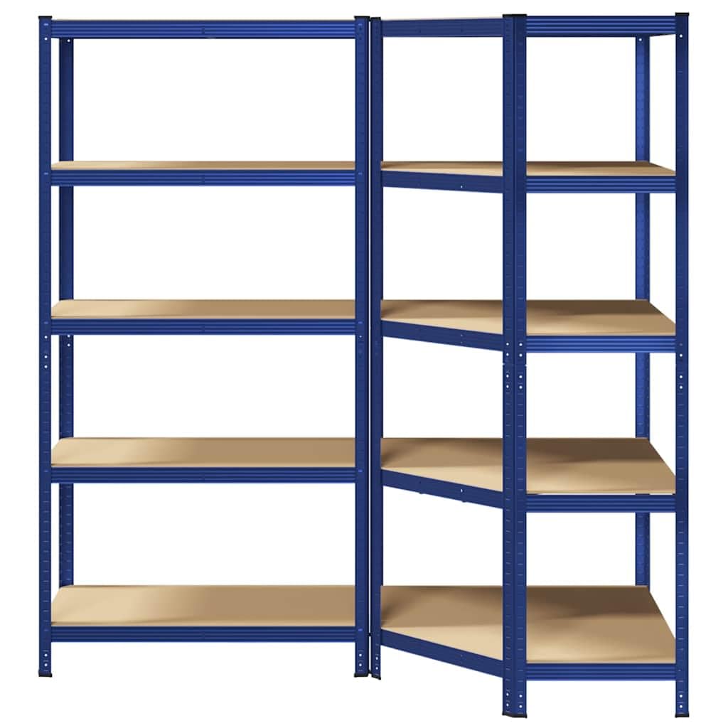 vidaXL Regal-Set 5 Böden 2-tlg Blau Stahl Schwerlastregal