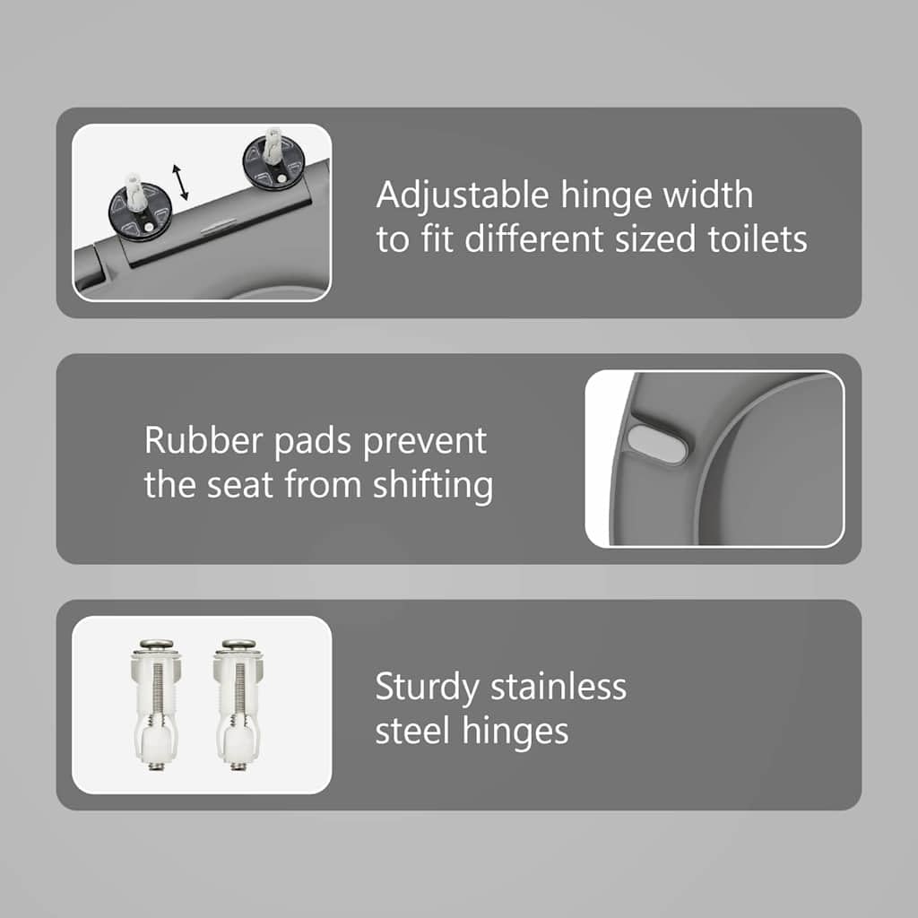 vidaXL Heimwerkerbedarf Toilettensitz Grau 47x37x4 cm Duroplast