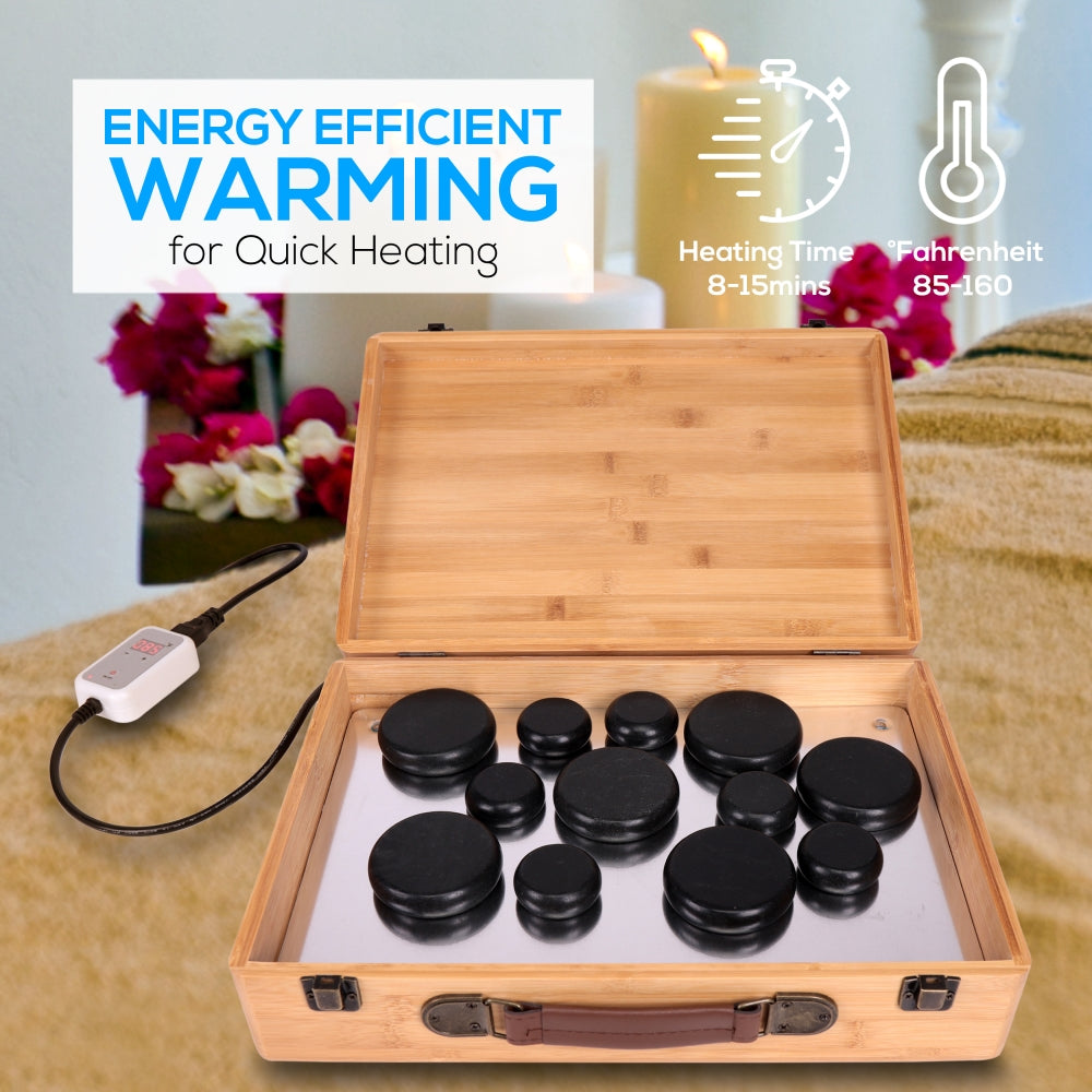 Serenelife Massage Hot Stone Set Basalt 12 Steine