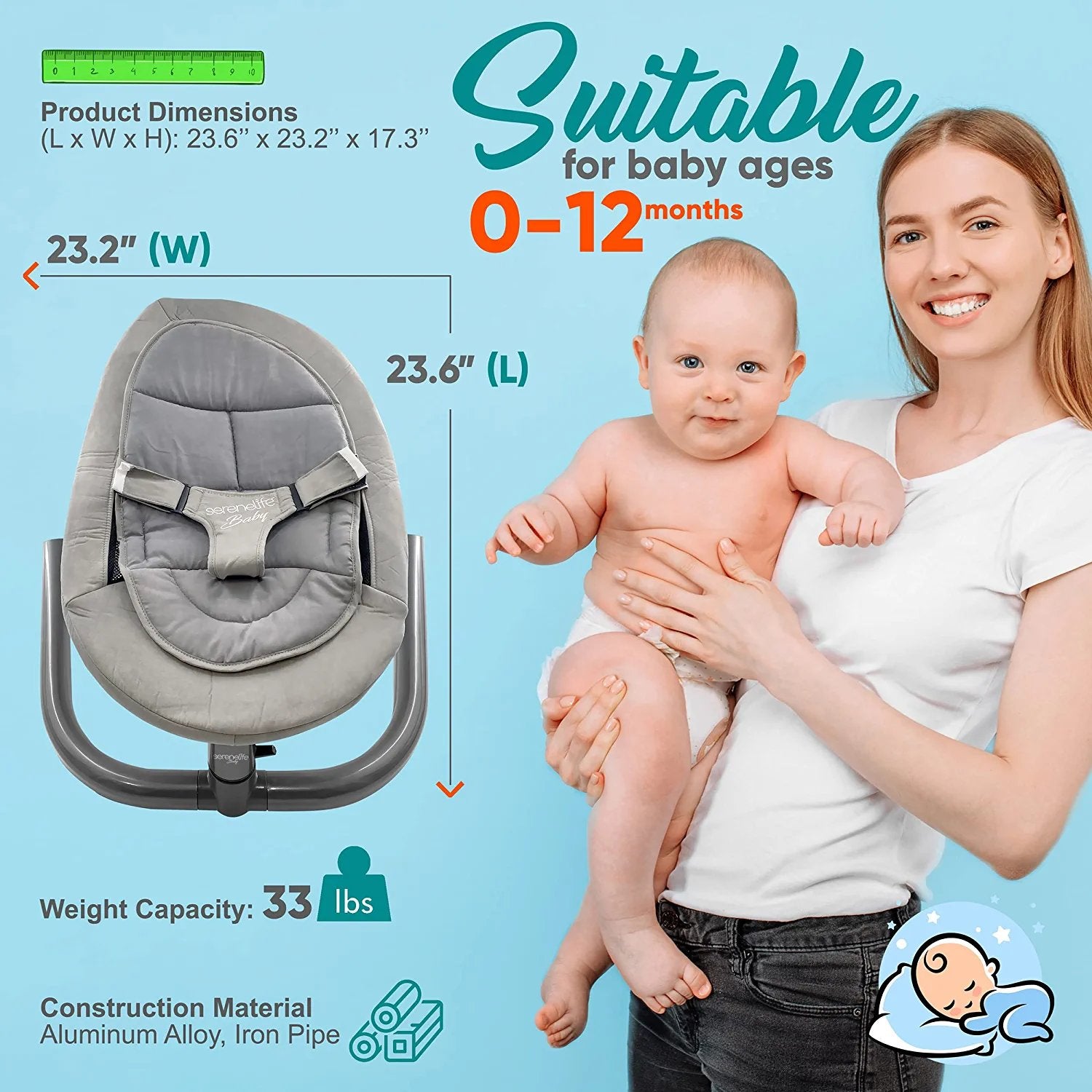 Serenelife Baby Products Babywippe 0-12 Monate mit Netz