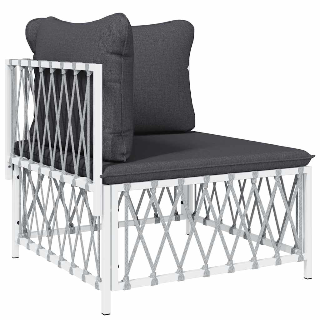 vidaXL Garten-Ecksofa Weiß Gewebe mit Kissen