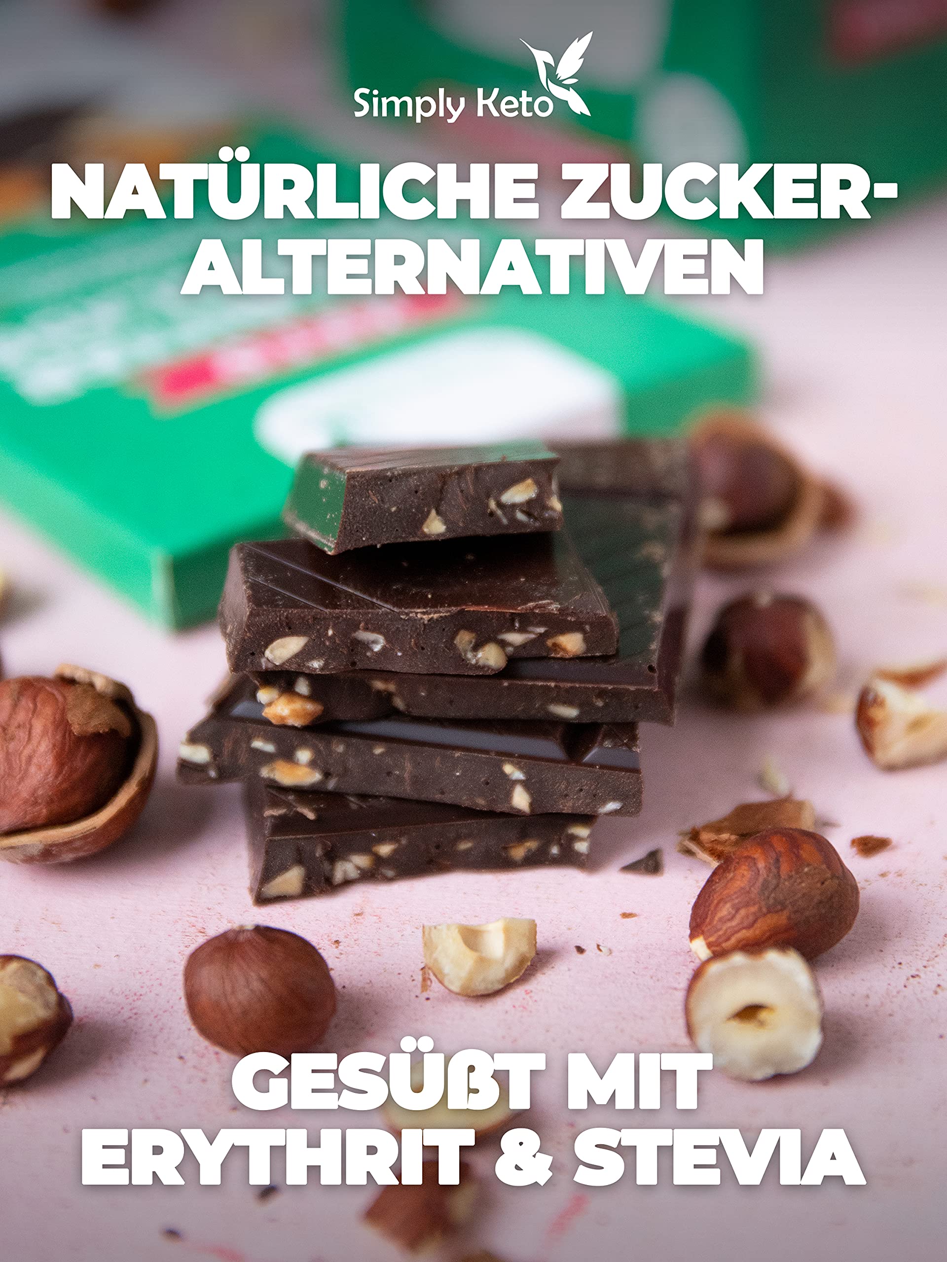 Simply Keto Edelbitter Haselnuss Schokolade ohne Zucker 60% Kakao