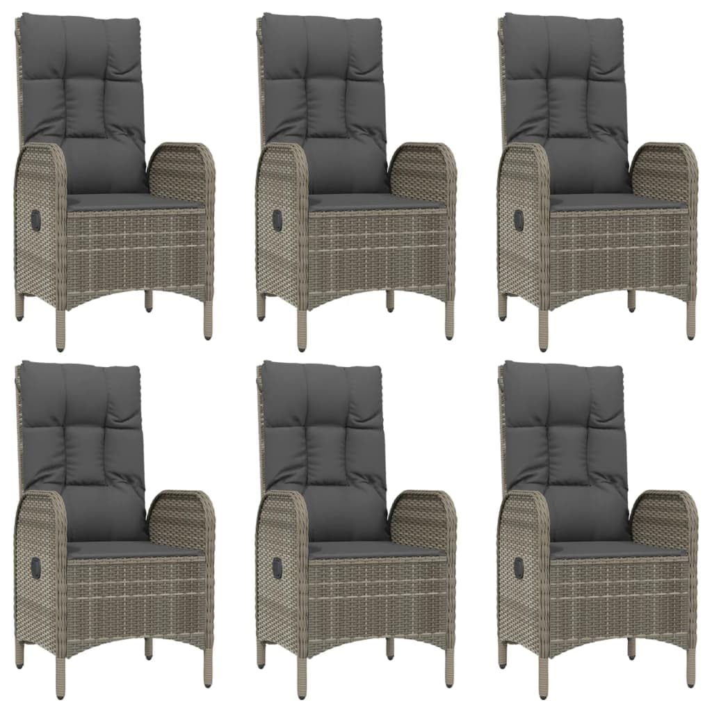 vidaXL Heim & Garten Essgruppe 9-tlg Rattan Grau Liegefunktion