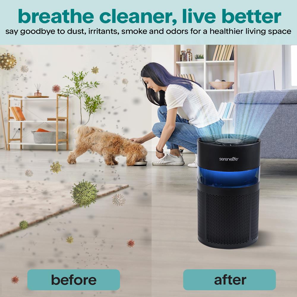 Serenelife Luftreiniger HEPA 13 schwarz Aroma Timer klein