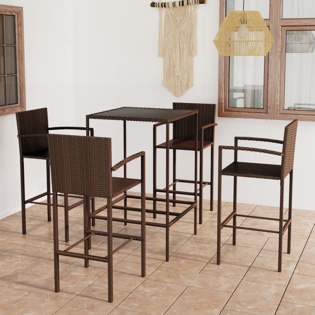 vidaXL Heim & Garten 5-tlg. Gartenbar-Set Rattan Braun 130 cm