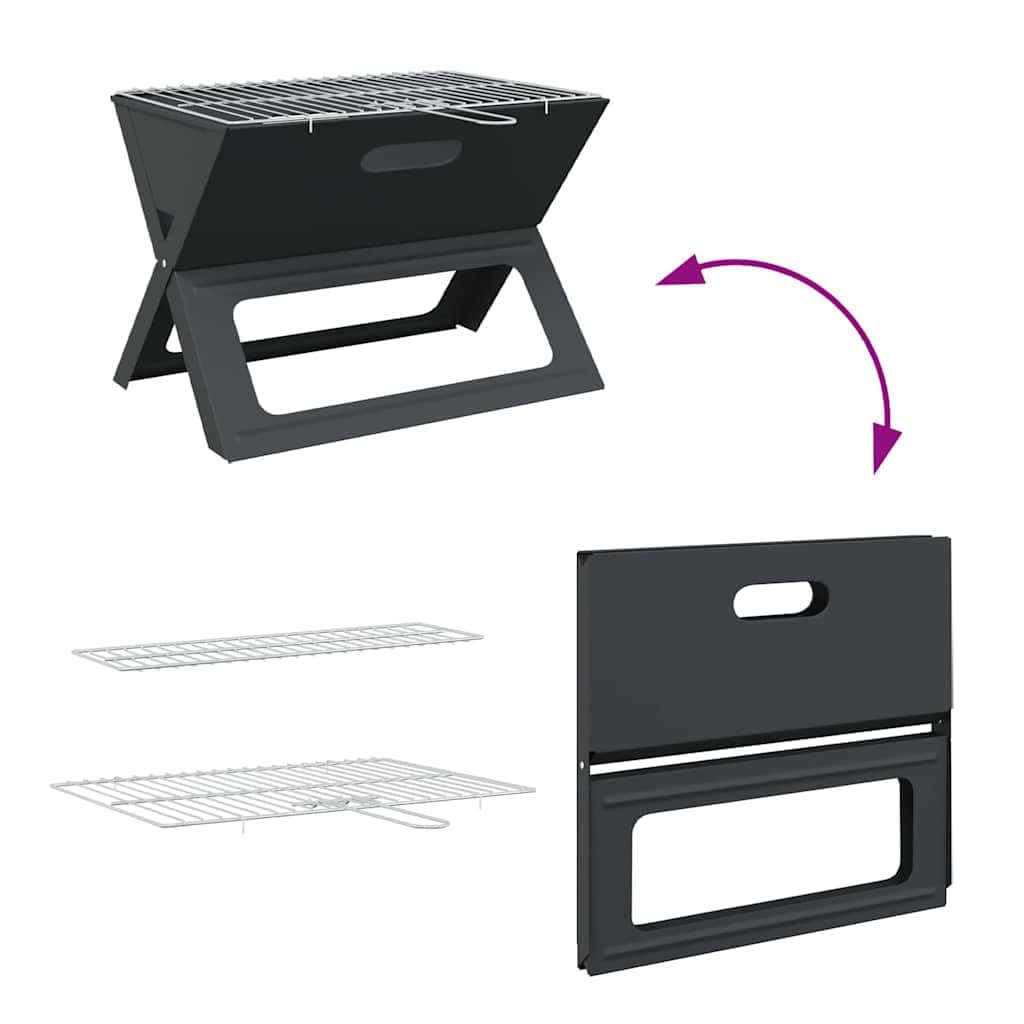 vidaXL Outdoor Grill Schwarz 46x31x31 cm Stahl