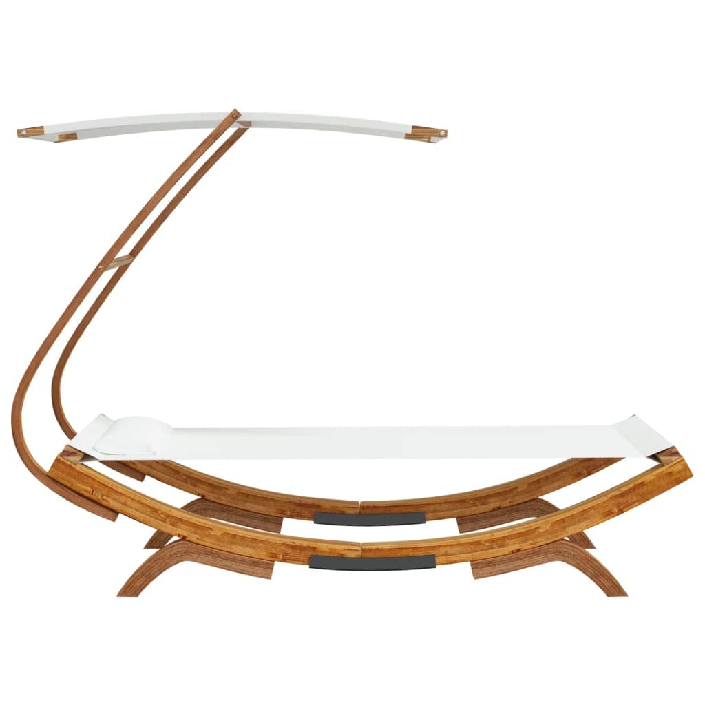 vidaXL Loungebett mit Dach Creme Bugholz 100x190 Sonnenliege