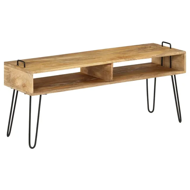 vidaXL TV-Tisch Mangoholz Stahl 110x35x45cm Industrial