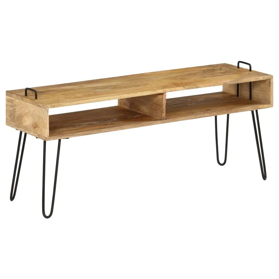 vidaXL TV-Tisch Mangoholz Stahl 110x35x45cm Industrial