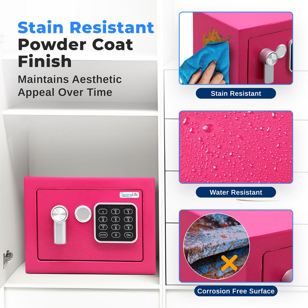 Serenelife Safe Box Tresor pink digital Stahl