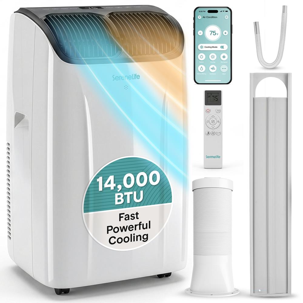 Serenelife Portable AC Klimagerät 14000 BTU Grau WiFi
