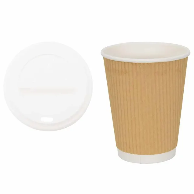 vidaXL Pappbecher mit Deckel 12oz 300ml 1000 Stück auslaufsicher