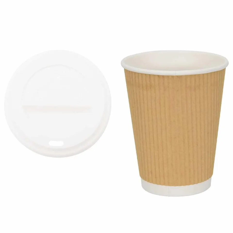 vidaXL Pappbecher mit Deckel 12oz 300ml 1000 Stück auslaufsicher