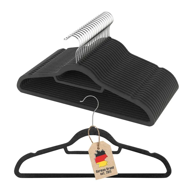 Intirilife Kleiderbügel Samt Schwarz 20 Stück 43,5 cm Antirutsch