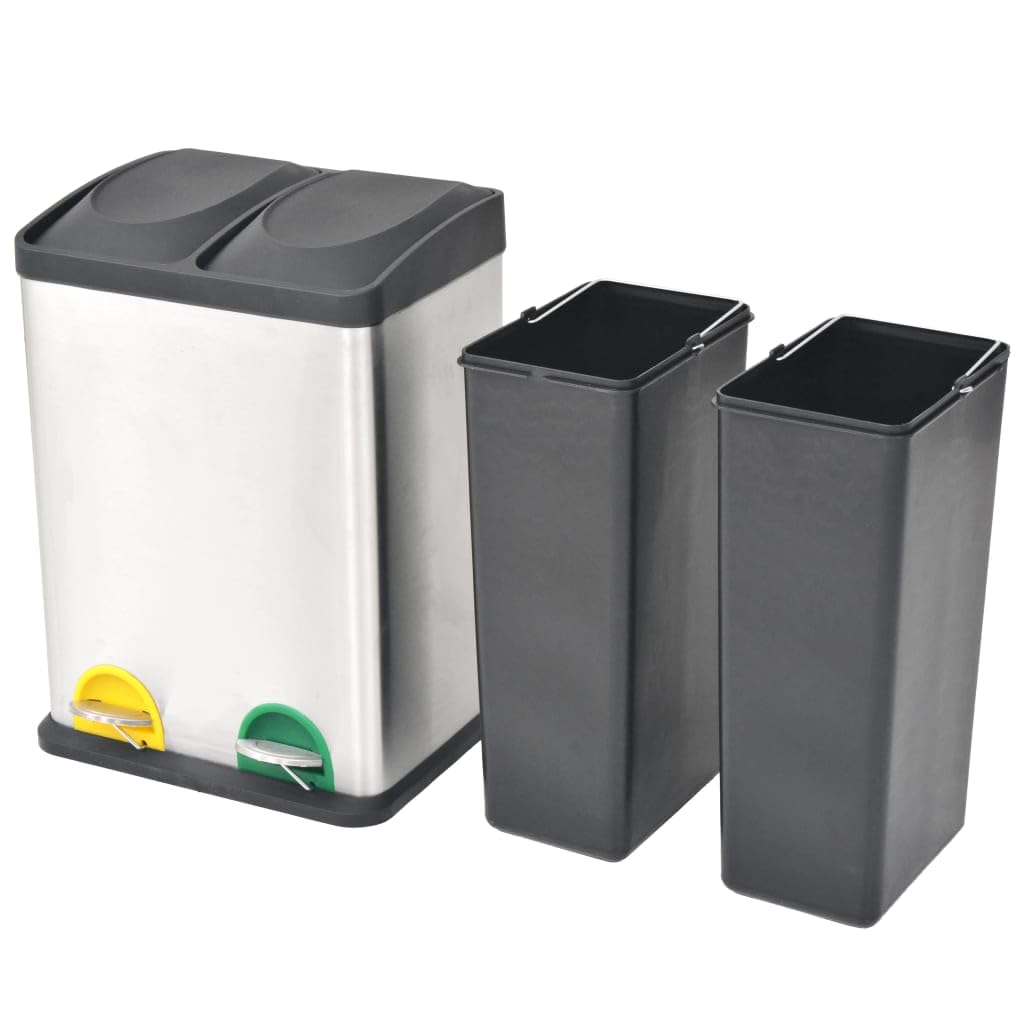 vidaXL Treteimer Edelstahl 36L 2x18L Mülltrennung matt