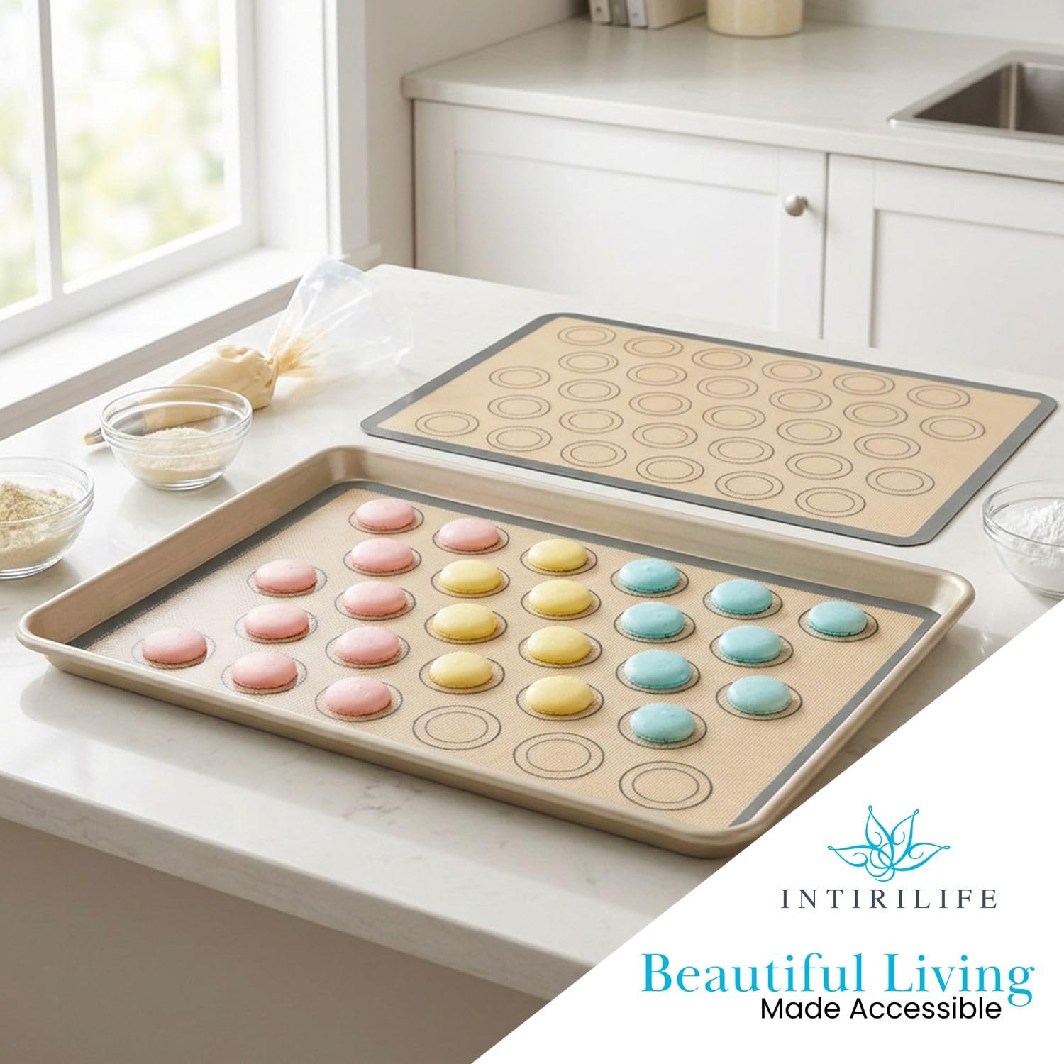 Intirilife Macaron Backmatte Silikon 42,5x29,5 cm 2er antihaft