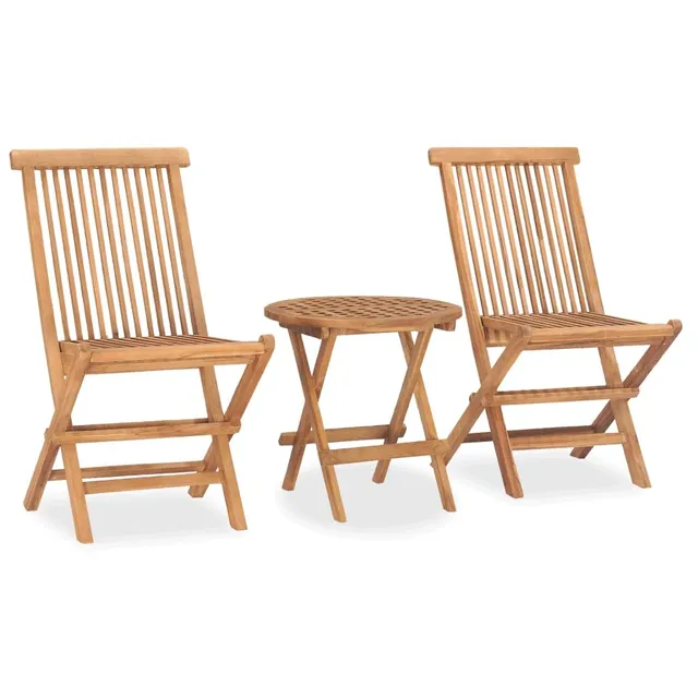 vidaXL Gartenmöbel Set 3-tlg Teak rund klappbar