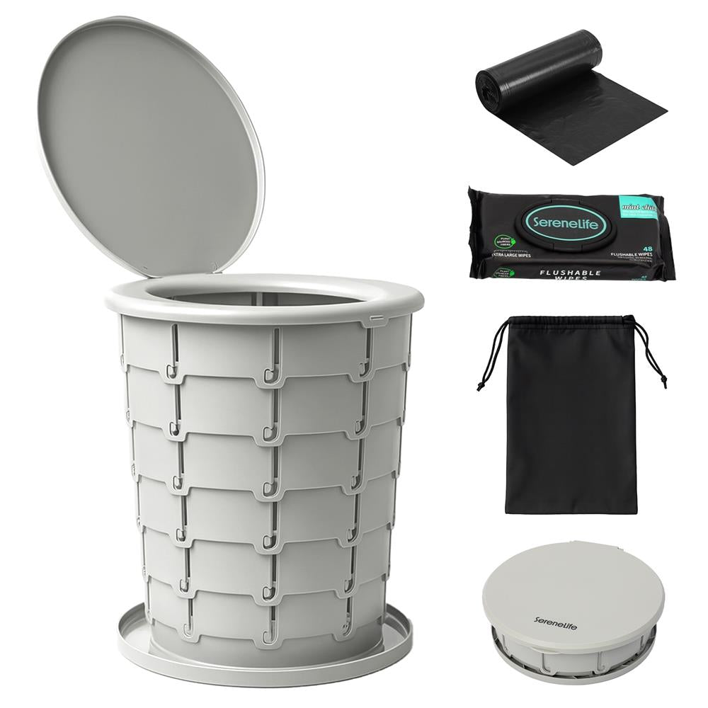 Serenelife Camping Toilette Faltbar Grau mit Tasche