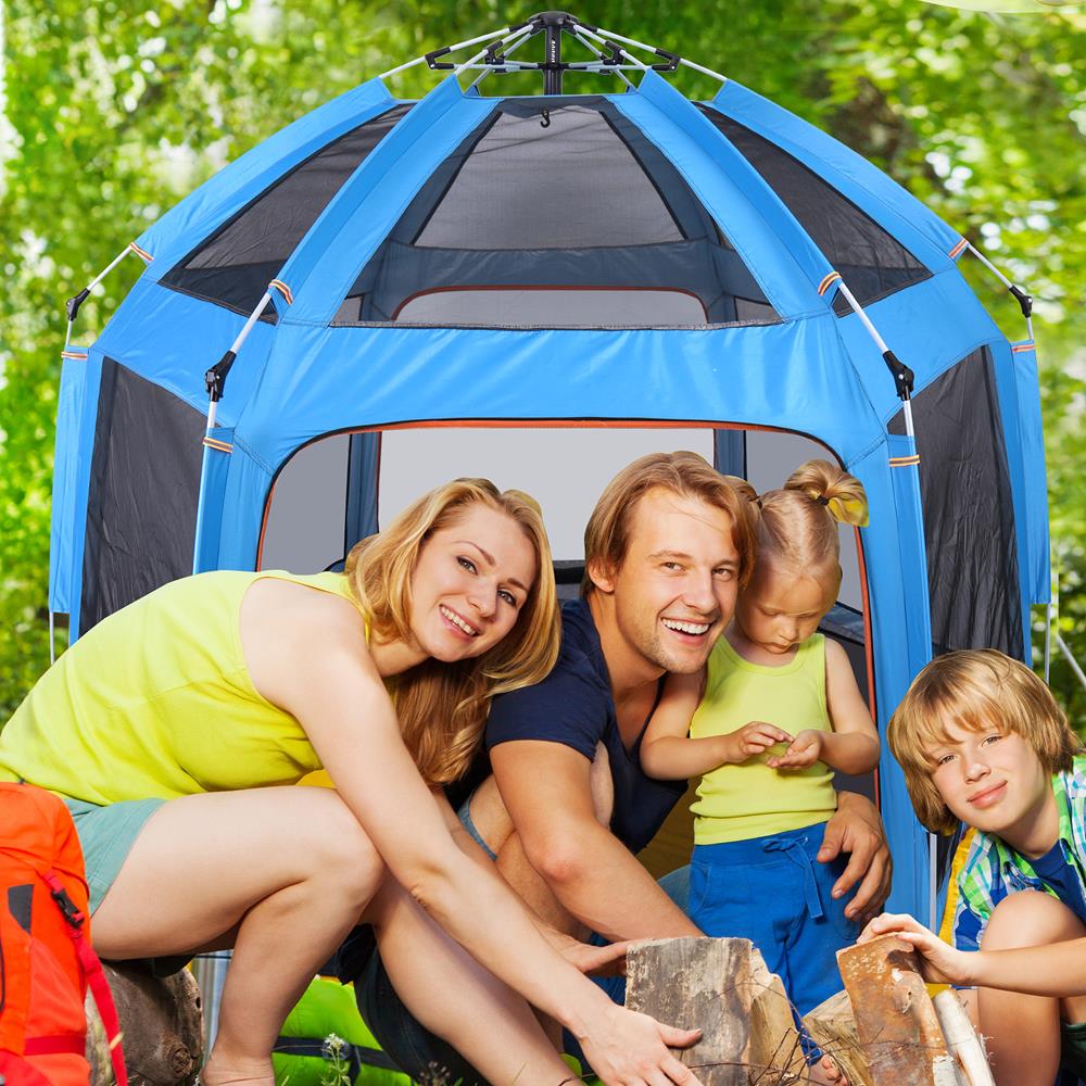 Serenelife Pet Care Laufstall faltbar blau 6-teilig UV-Schutz