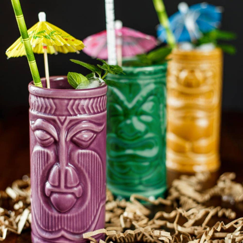 Mikamax Bar & Kitchen Tiki Becher 04070 Keramik Cocktailbecher 4er Set bunt 340 ml