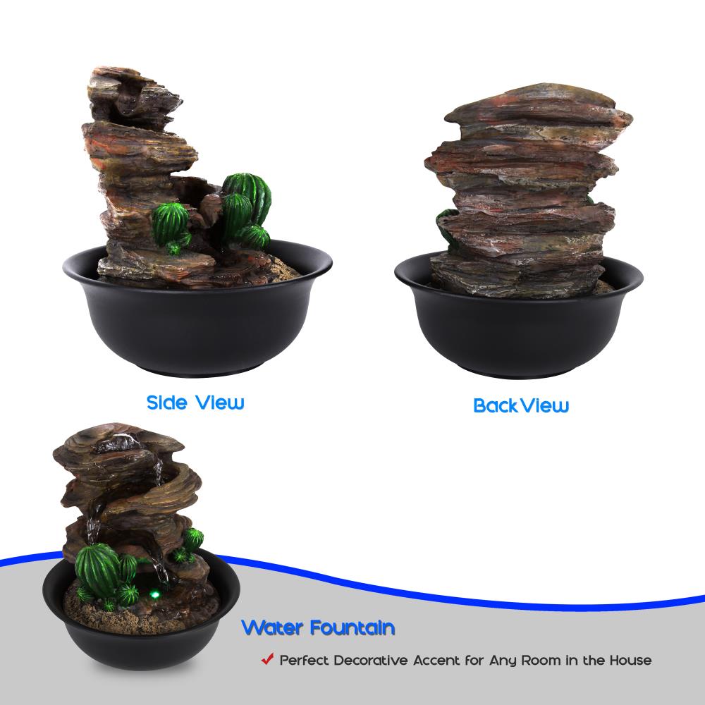 Serenelife Furniture Tischbrunnen mit LED 21 cm