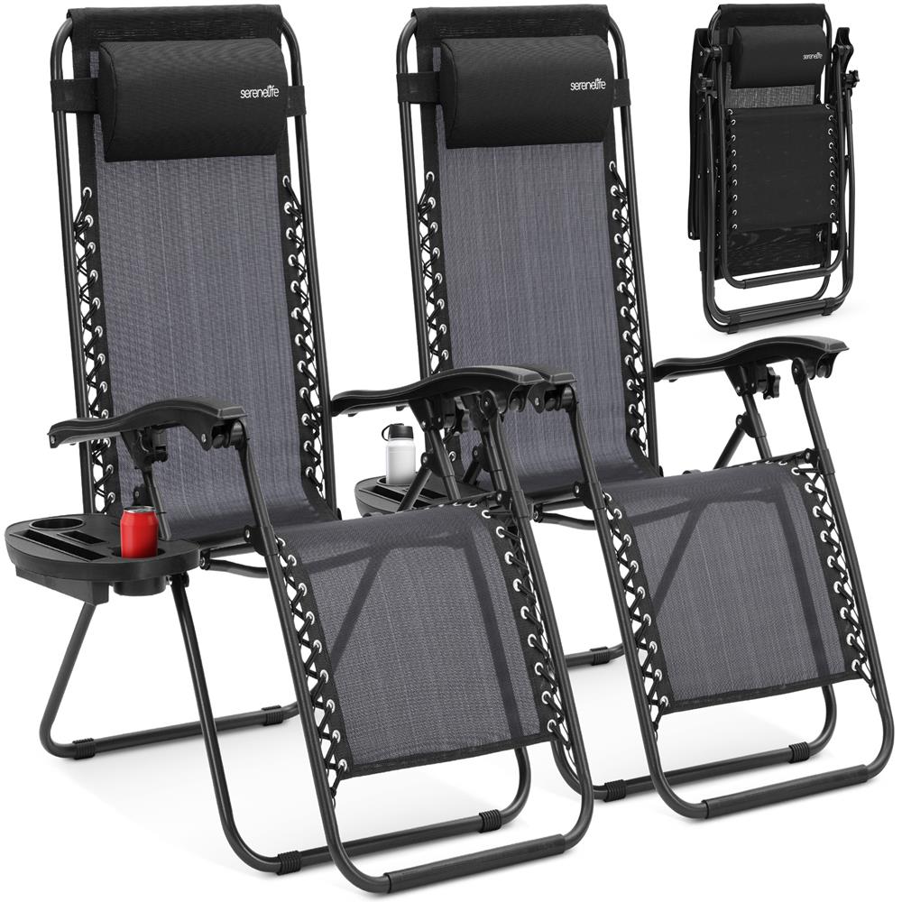 Serenelife Furniture Zero Gravity Liegestuhl 2er-Set Stahl