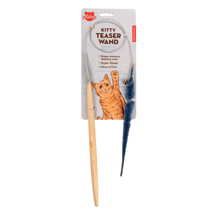 Kikkerland Home Kitty Teaser Wand Katzenangel mit Federn
